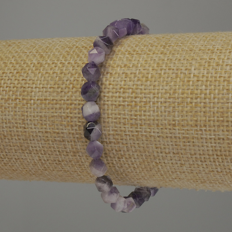 Amethyst Multigem Bracelet, 6x6mm facets, 18 cm length stretchy