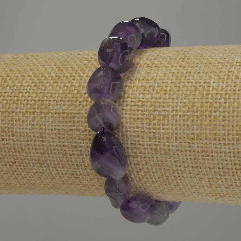 Amethyst tumbled bracelet, diameter 9-16×8-10mm +/-, length 18 cm stretch
