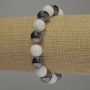 Agate and Hematite Smooth Ball Bracelet, 10mm diameter ±, 18cm length stretch