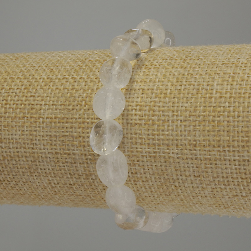 Bracelet Mountain Crystal Cabochon, diameter 9-14×10mm +-, length 18cm stretch