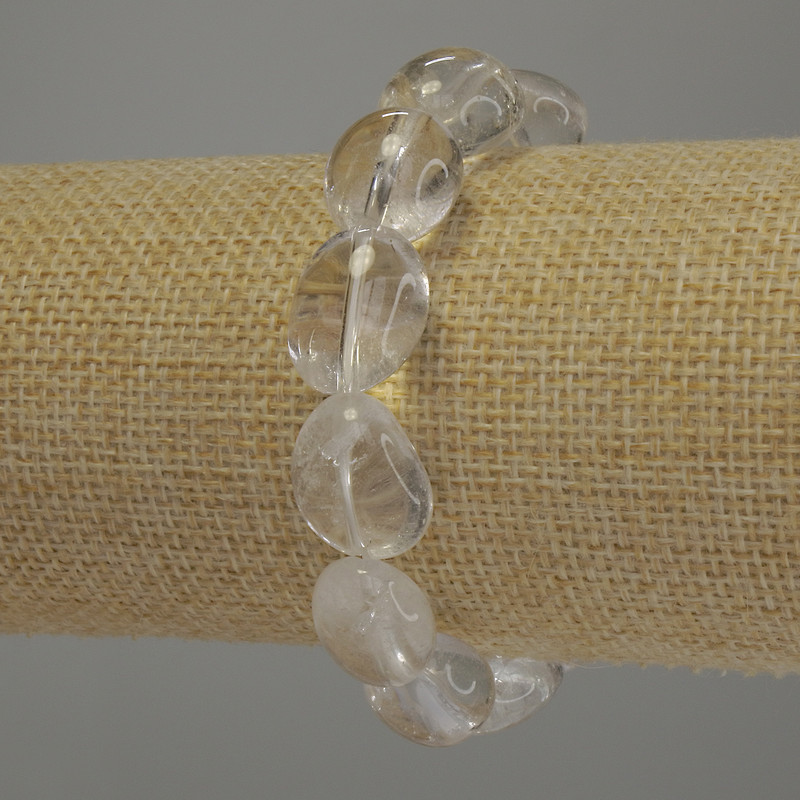 Bracelet Mountain Crystal faceted, diameter 18x14mm +-, length 18cm stretch