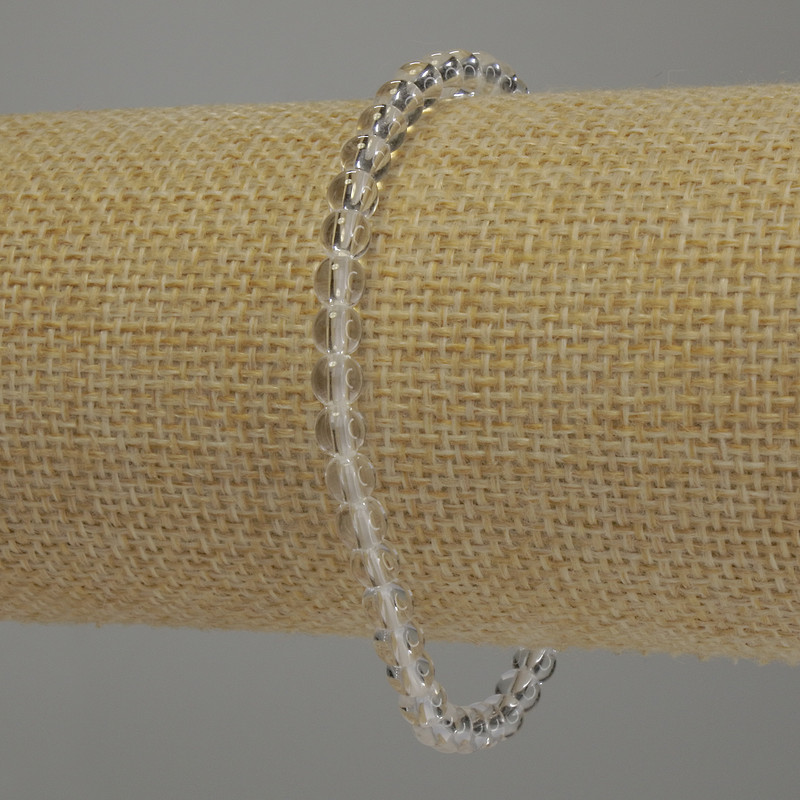 Bracelet Mountain Crystal smooth beads, 4mm diameter ±, length 18cm stretch