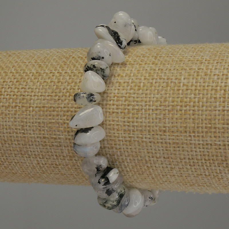 Adularite Bead Bracelet, faceted, diameter 10x5-9mm, length 18cm stretch