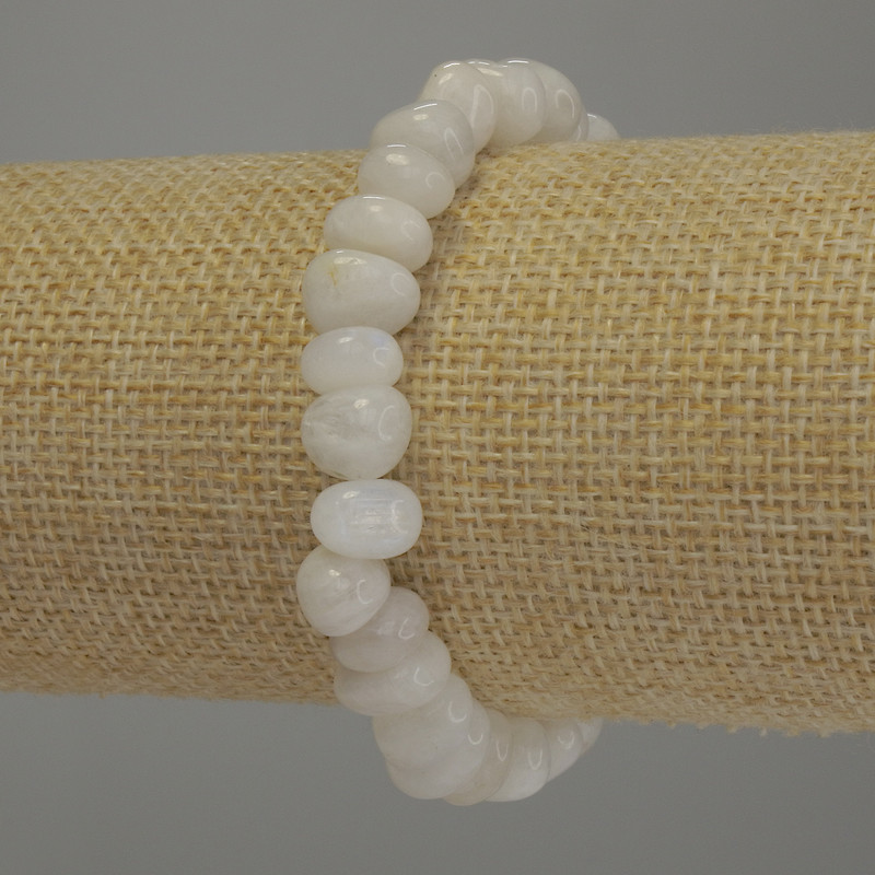 Adularia Bracelet, faceted beads, diameter 9-10x6-8mm, total length 18cm, stretch