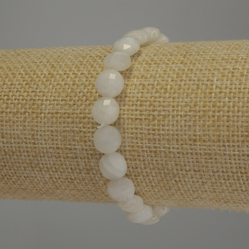 Adularia Beaded Bracelet with 8 mm Discs, 18 cm Stretch