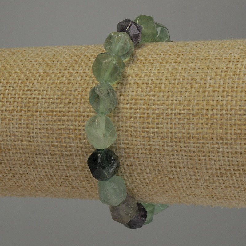 Fluorite Multi-Facet Bracelet, 10x8mm Diamonds, 18cm Stretch
