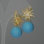 Earrings Turquoise Imitation Bead, 15mm diameter, 24mm length