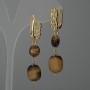 Tiger's Eye Bead Earrings, Barrel, diameter 12x10mm±, coin 8mm±, length 44mm±