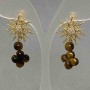 Earrings 'Shamrock' Tiger's Eye Beads, diameter 14mm± ball 6mm±, star-shaped stud, diameter 20mm±, length 41mm±