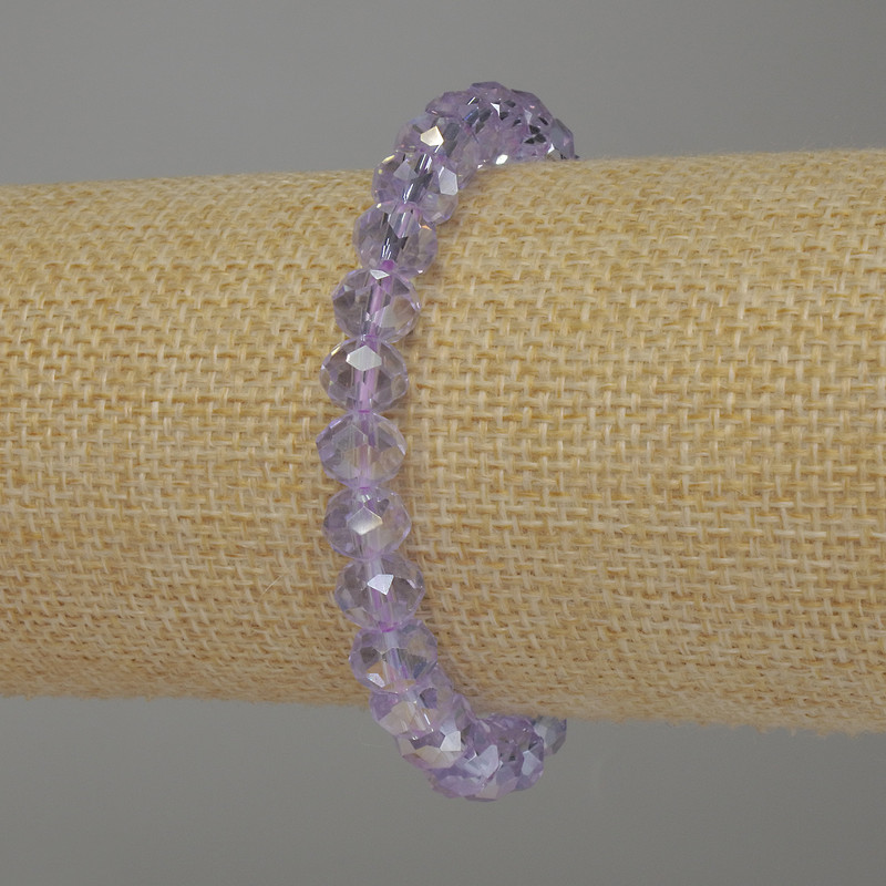 Bracelet Czech Crystal Rondelle, diameter 8x6mm (+-), length 18cm (+-), stretch