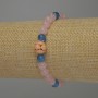 Bracelet Pink Quartz and Apatite Smooth Round Beads, diameter 6mm±, Cloisonné Bead 10mm±, length 18cm Stretch