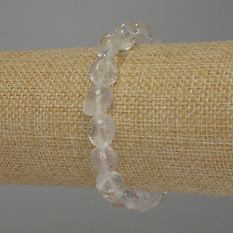 Bracelet Mountain Crystal Faceted, 10-12x10mm, diameter, 18 cm length stretch