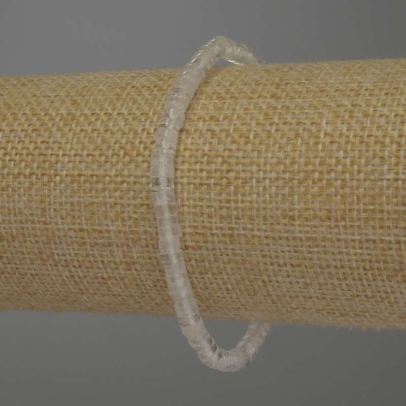 Bracelet Mountain Crystal Rondelle, diameter 4.5×2 mm ±, length 18 cm stretch