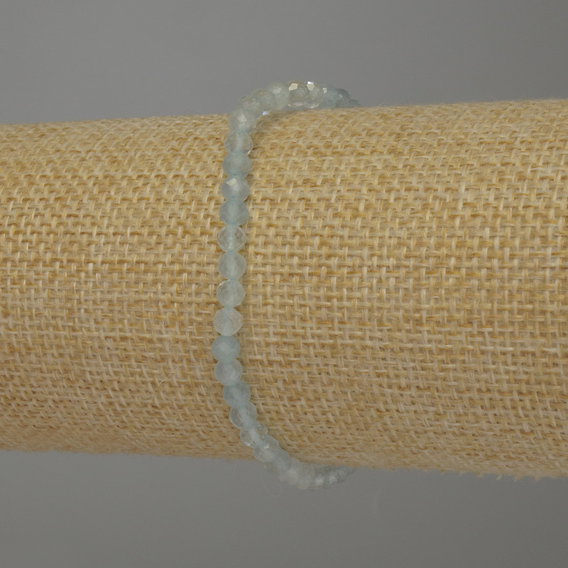 Bracelet Aquamarine Faceted Bead, 4mm diameter ±, length 18cm ±, stretch