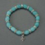 Aquamarine Bead Bracelet, diameter 12×8mm± with metal inlays, length 18cm±, stretch