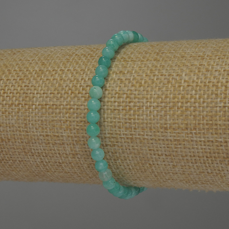 Amazonite Bead Bracelet Smooth 4mm Balls, 18cm adjustable stretch