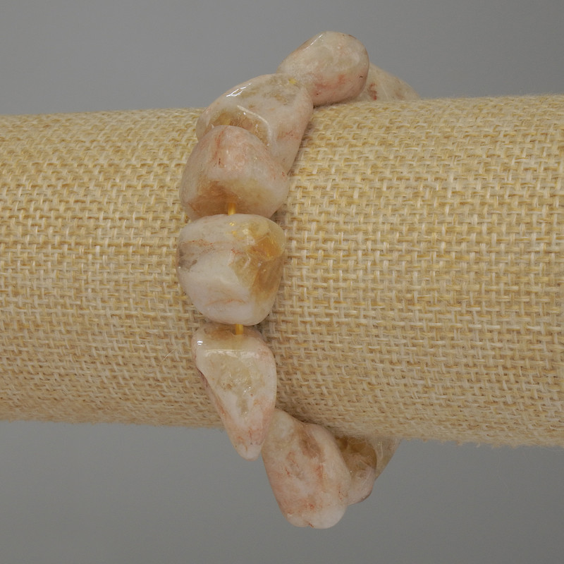 Bracelet Citrine Rough-cut Stone Bead, diameter 14-20×14mm ±, length 18cm stretch