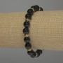 Bracelet Garnet smooth bead, diameter 8.5mm+- with metal insets, length 18cm stretch