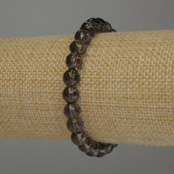 Bracelet Smoky Topaz Faceted Bead, diameter 8mm±, length 18cm stretch