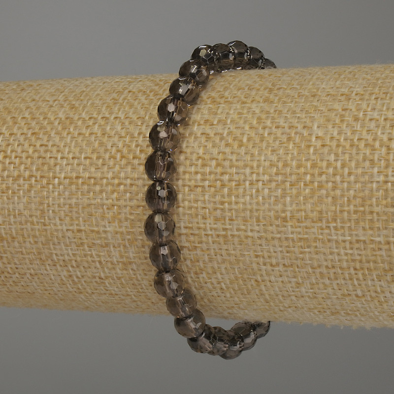 Bracelet Smoky Topaz faceted bead, diameter 6mm±, length 18cm stretch