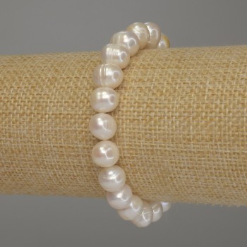 Bracelet with freshwater pearls, diameter 9×8mm +/-, length 18cm (stretch)