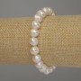 Bracelet Freshwater Pearls, 9×8 mm diameter ±, length 7.1 in (18 cm) (stretch)