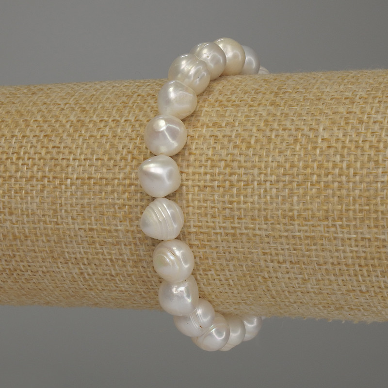 Bracelet Freshwater Pearls, diameter 9×8mm +-, length 18cm (stretch)