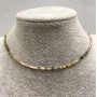 Turmaline Beads Faceted Cube 2mm±, length 42-47cm± with clasp and extension chain