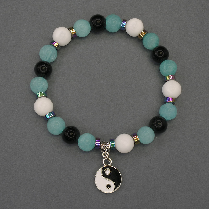 Bracelet Assorted Smooth Beads, 8mm± diameter + 5x2mm± rondelle, 18mm± length, elastic