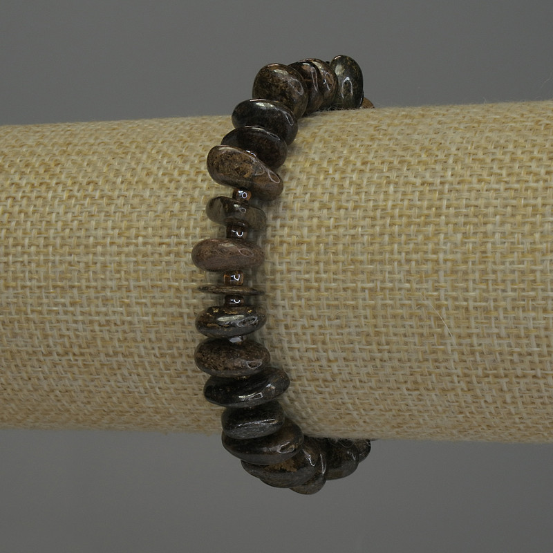 Bronzite Faceted Bead Bracelet, diameter 3-5×10-13mm±, 18cm±, Stretch