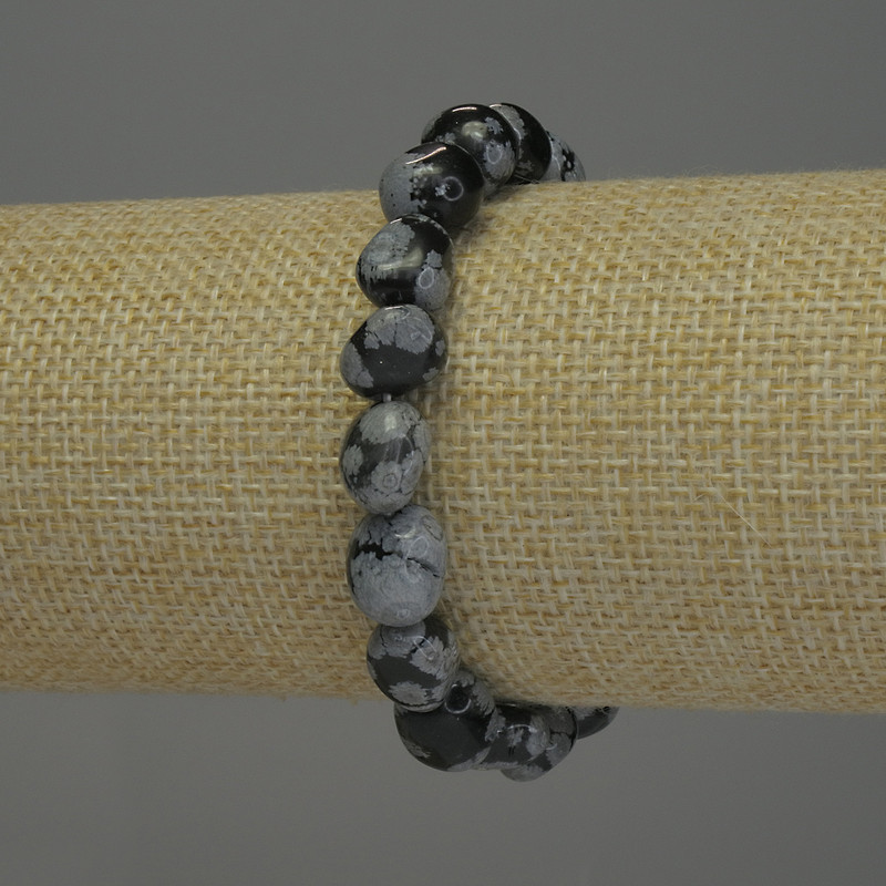 Bracelet Snow Obsidian Apache Tears Beads faceted, diameter 9-12×9mm+-, length 18cm+- stretch
