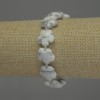 Howlite Bracelet with Natural Stone Flower, 15mm± Bead Diameter, 18cm± Length (Stretch)