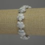 Howlite Bracelet with Natural Stone Flower, 15mm± Bead Diameter, 18cm± Length (Stretch)