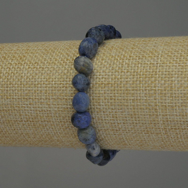 Sodalite Bead Bracelet with Faceted Beads, diameter 9×8mm+, length 18cm± Stretch