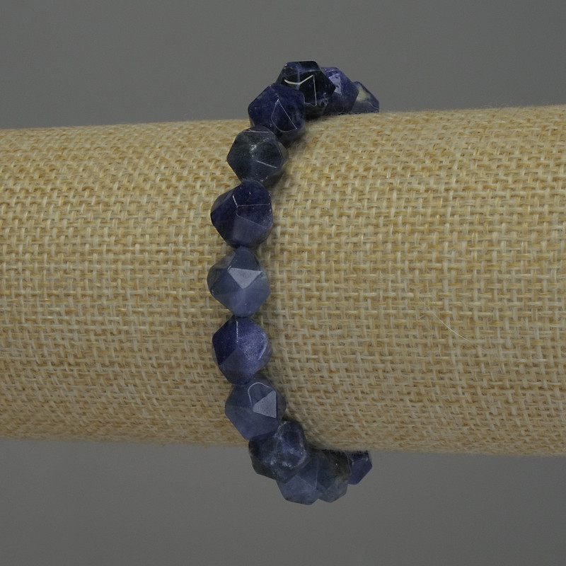 Sodalite Bracelet with Mult Facets, 10x8mm+ Diameter, 18cm+ Length stretch