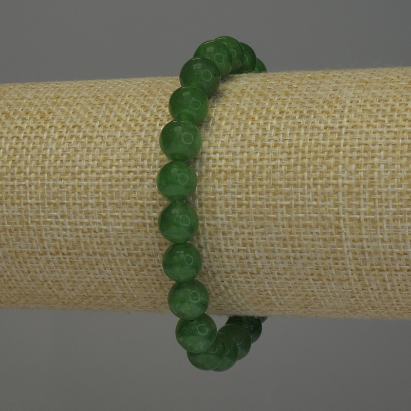Chrysoprase Bead Bracelet, smooth spheres 8mm, stretchy length 18cm