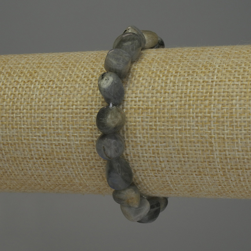 Bracelet Labradorite faceted beads, diameter 9-12×9mm±, length 18cm stretch