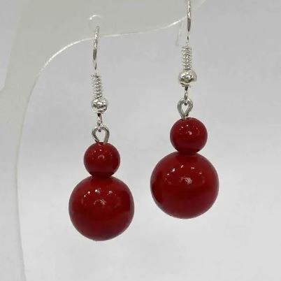 Earrings 'Coral' Bead, smooth ball, diameter 6mm± 12mm±, length 37mm±