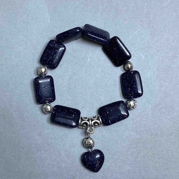 Aventurine Bracelet Night of Cairo Rectangles 18x13mm+- with metal insets, length 18cm+- stretch