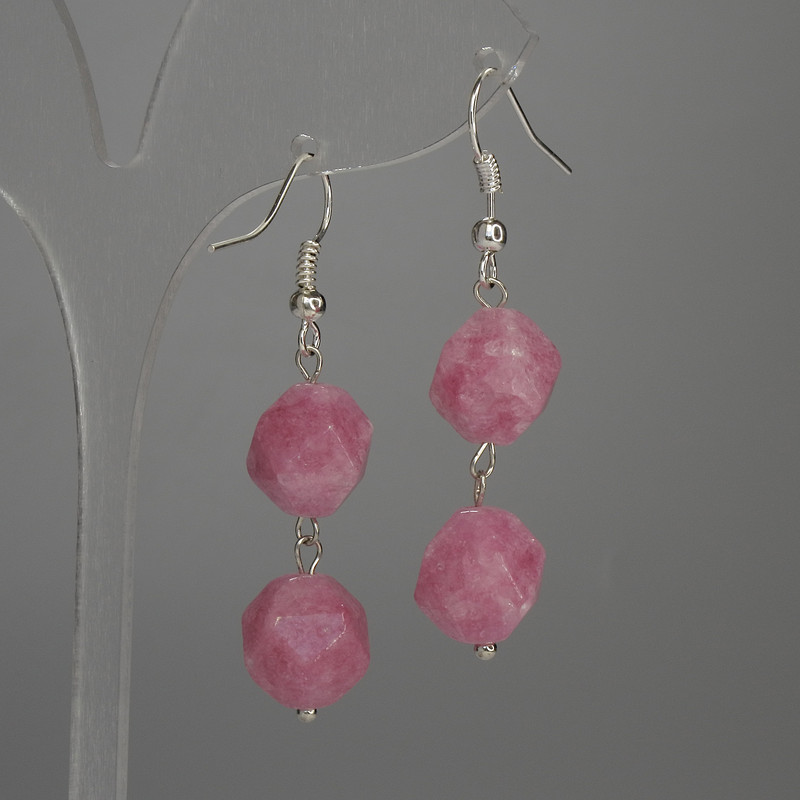 Earrings Emerald Tourmaline multifaceted, diameter 12mm±, length 48mm±