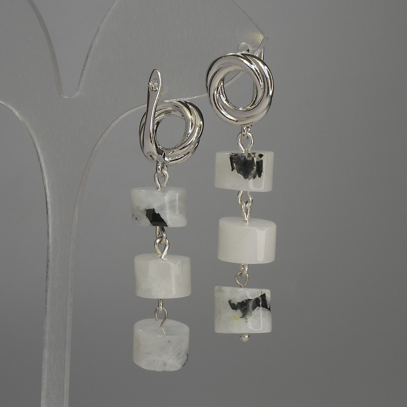 Adularia Rondelle Earrings, diameter 10×7mm, length 50mm