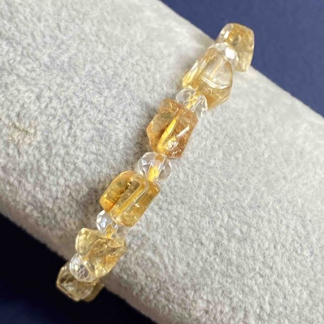Bracelet Citrine Tumbled 8-10x7mm+-, length 7.1 inches (18 cm) - Czech crystal 6x5mm+- stretch