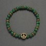 Malachite Bracelet with Smooth Beads, 6mm ± diameter, with filigree inserts, length 7.1 in ± (stretch)
