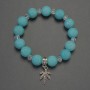 Aquamarine Bracelet Smooth Bead, 12mm± diameter; Czech Crystal Rondelle 6x5mm±; length 18cm±; stretch