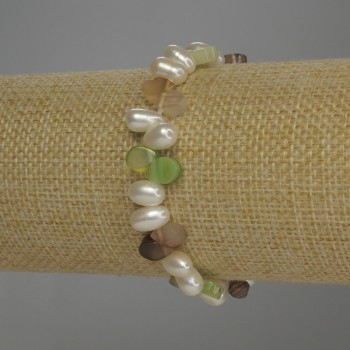 Agate Droplet Bracelet, diameter 8x6mm±, Pearl River oval 8x6mm±, length 18cm stretch