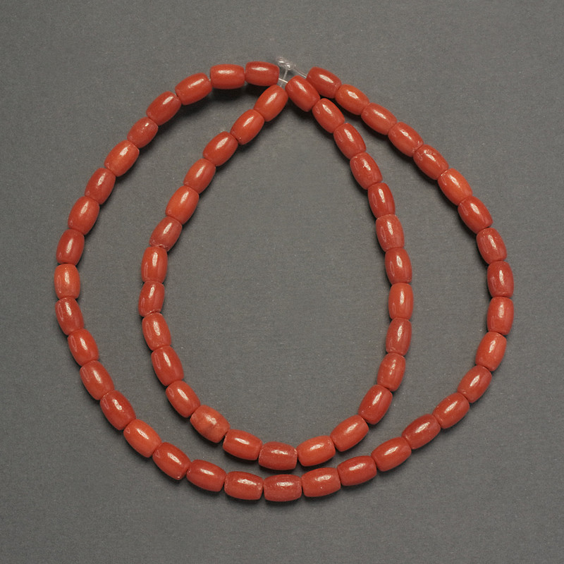 Orange Coral Beads (per piece) barrel, diameter 6x4.5mm, +/- 5mm, thread length 40cm +/-