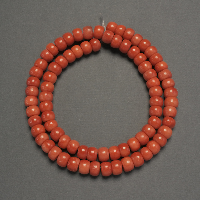 Orange Coral Beads (single) Smooth rondelle 7x5mm, 40cm on fishing line