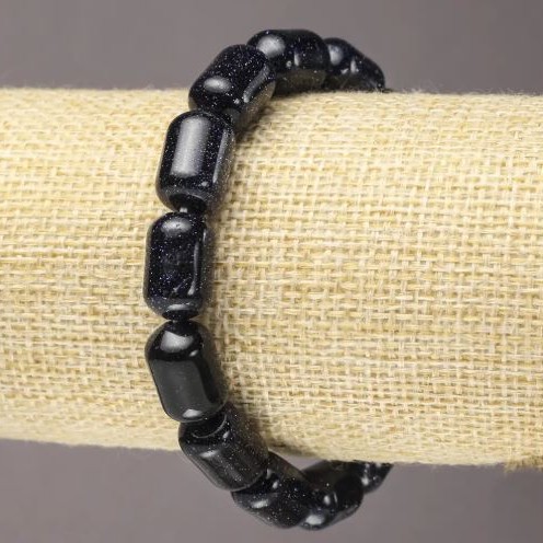 Elastic Bracelet Aventurine Blue Sand Cairo Night (pressed) barrel, diameter 10x14mm+