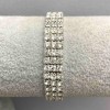 Three-row Stretch Bracelet with White Crystals and Shimmering Stones, 6.7 in (17 cm) circumference