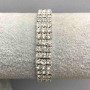 Three-row Stretch Bracelet with White Crystals and Shimmering Stones, 6.7 in (17 cm) circumference